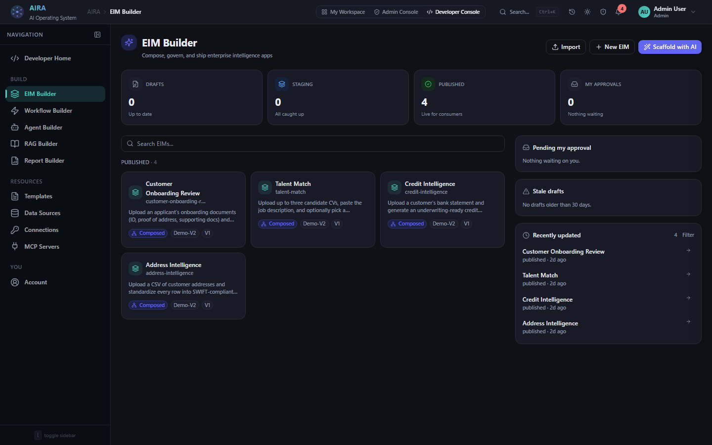 The AiraFusion app studio scaffolding a new AI app from a description
